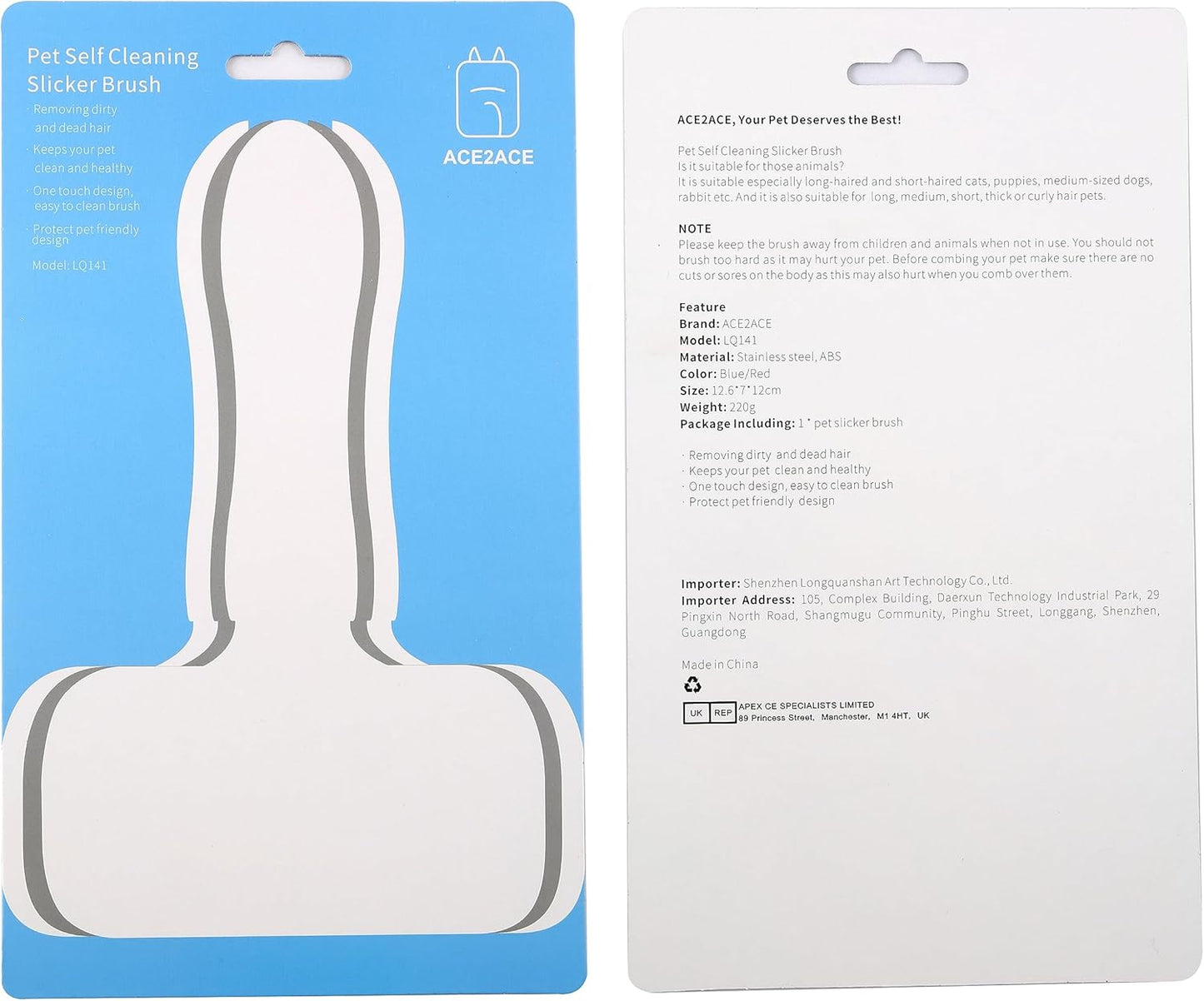 Self-Cleaning Slicker Brush for Dogs and Cats - Effective Shedding Tool for Long and Short Haired Breeds, Suitable for Puppies, Rabbits, and More