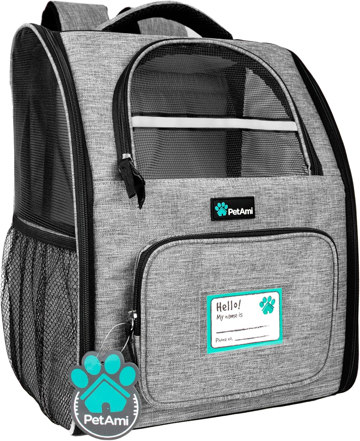 Pet Carrier Backpack for Dogs and Cats, Ventilated Hiking Travel Bag, Airline Approved for Pets up to 18 lbs, Grey
