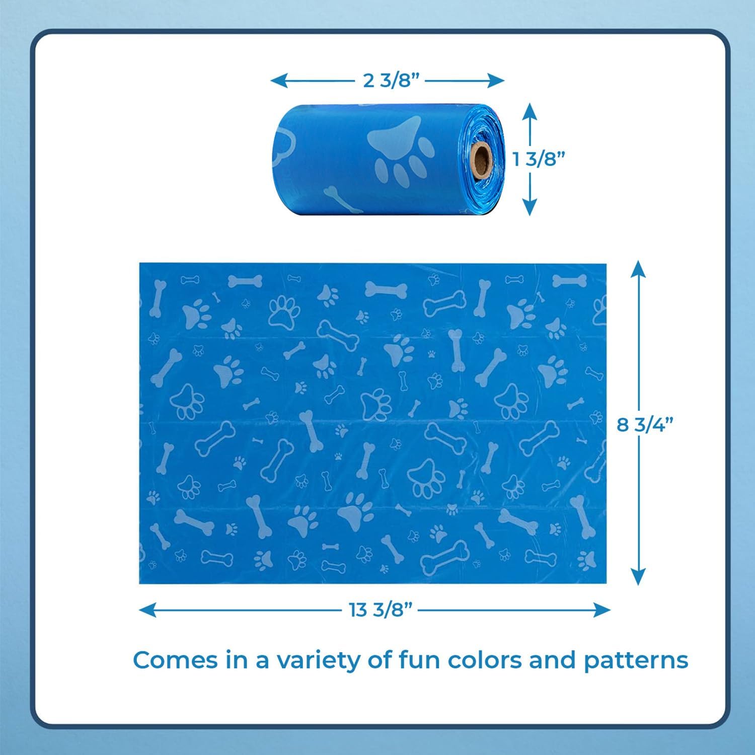 Dog Poop Bags for Waste Refuse Cleanup, Doggy Roll Replacements for Outdoor Puppy Walking and Travel, Leak Proof and Tear Resistant, Thick Plastic - Mixed Colors, 150 Bags (MX-150B)