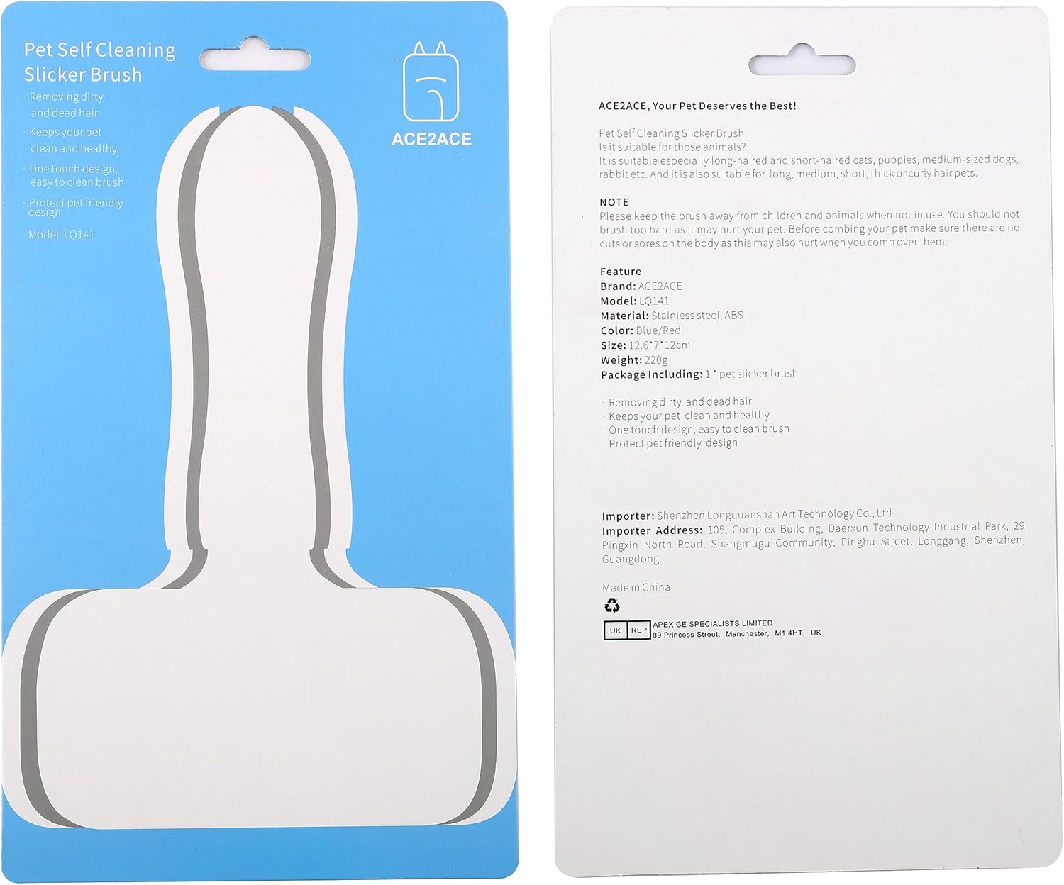 Self-Cleaning Slicker Brush for Dogs and Cats - Effective Shedding Tool for Long and Short Haired Breeds, Suitable for Puppies, Rabbits, and More 