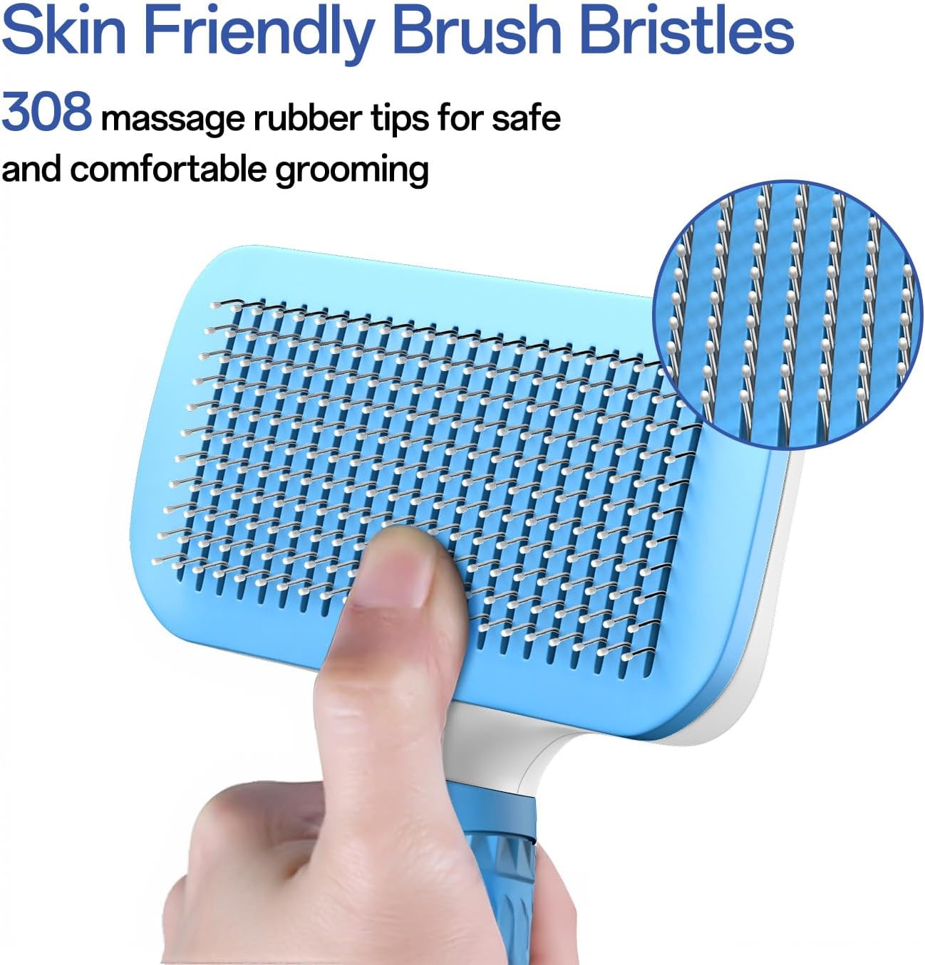 Self-Cleaning Slicker Brush for Dogs and Cats - Effective Shedding Tool for Long and Short Haired Breeds, Suitable for Puppies, Rabbits, and More 