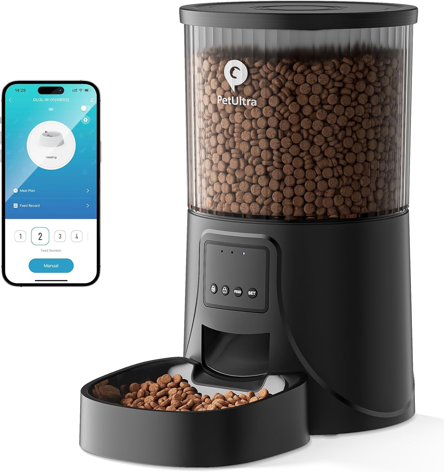 Automatic Cat Feeder Wifi - APP Control Cat Food Dispenser, Timed Auto Pet Feeder Programmable for Cat and Small Medium Dog with Desiccant Bag- Detachable for Cleaning