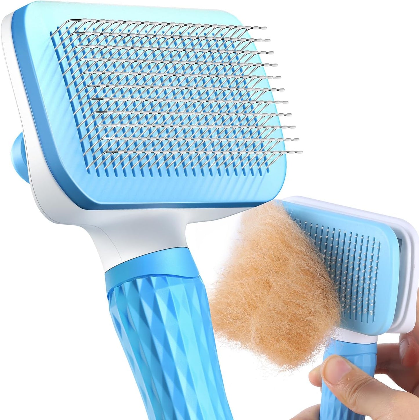 Self-Cleaning Slicker Brush for Dogs and Cats - Effective Shedding Tool for Long and Short Haired Breeds, Suitable for Puppies, Rabbits, and More 
