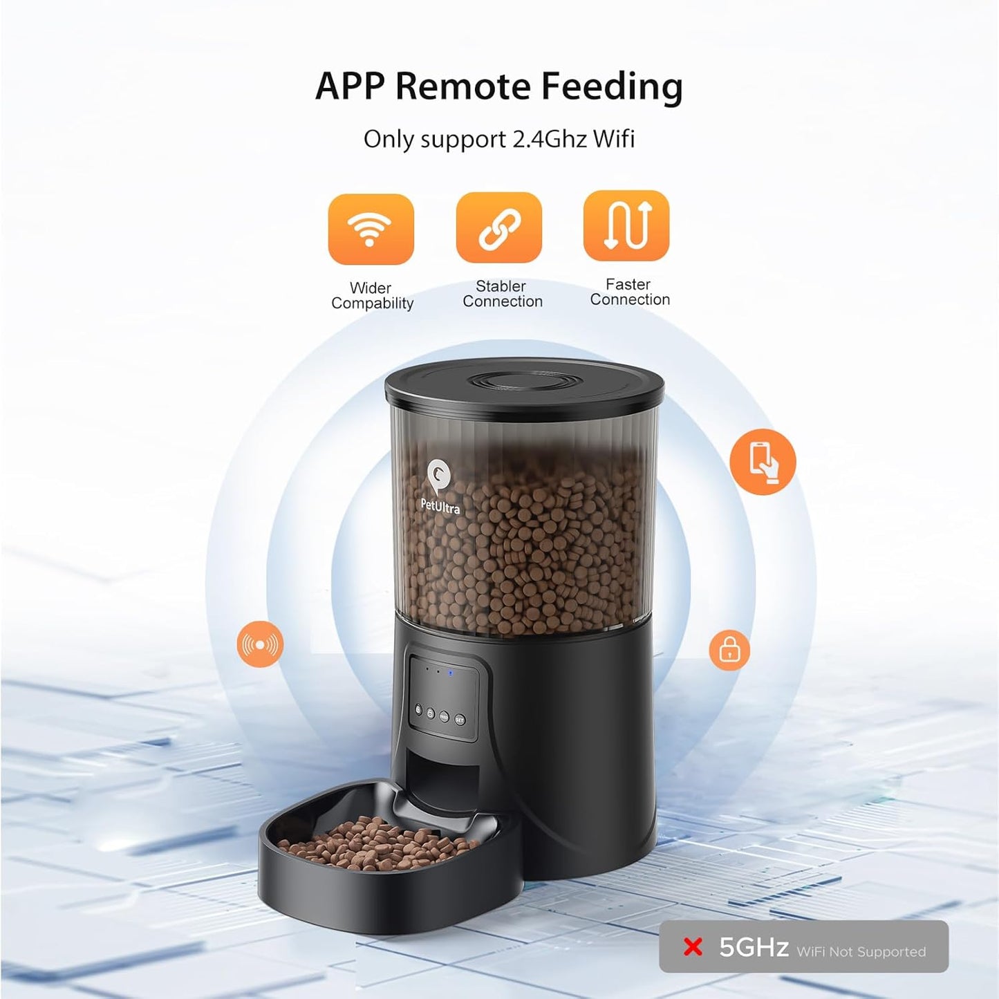 Automatic Cat Feeder Wifi - APP Control Cat Food Dispenser, Timed Auto Pet Feeder Programmable for Cat and Small Medium Dog with Desiccant Bag- Detachable for Cleaning