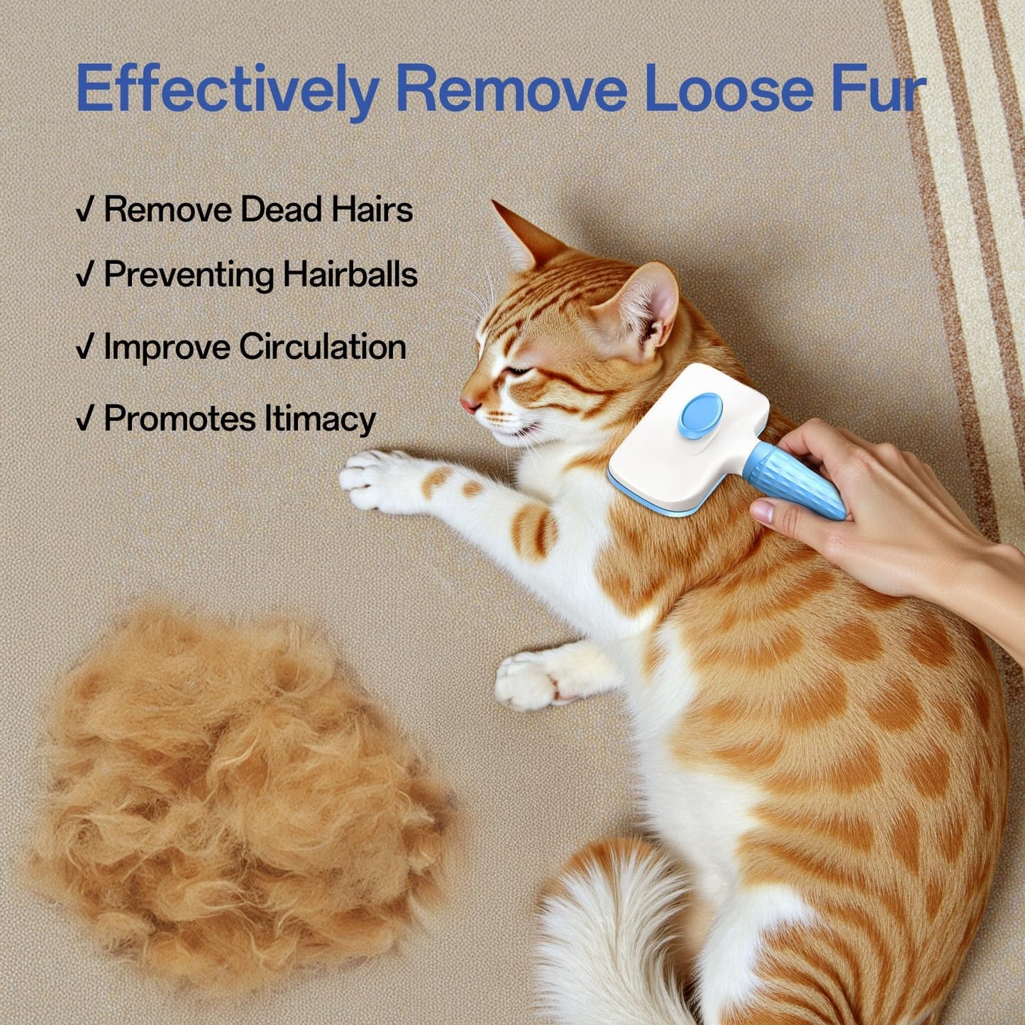 Self-Cleaning Slicker Brush for Dogs and Cats - Effective Shedding Tool for Long and Short Haired Breeds, Suitable for Puppies, Rabbits, and More 